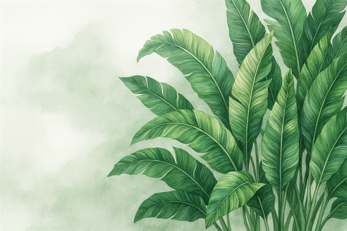 Fototapeta Liście bananowca, obszerne liście, soczyste liście, liście z tropików.