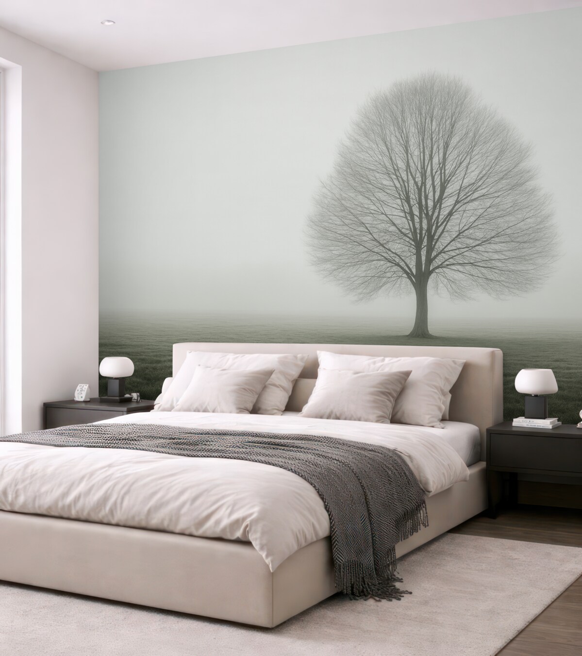 Fototapeta Drzewo w mroku w ciemnych odcieniach zieleni.