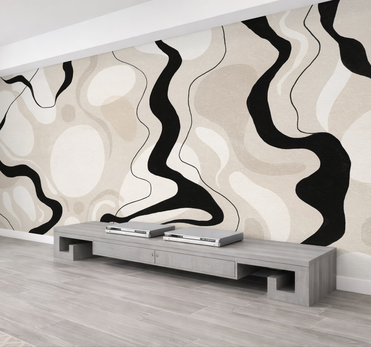 Fototapeta Abstrakcja, beżowa podstawa, subtelne tło, pasy, smugi.