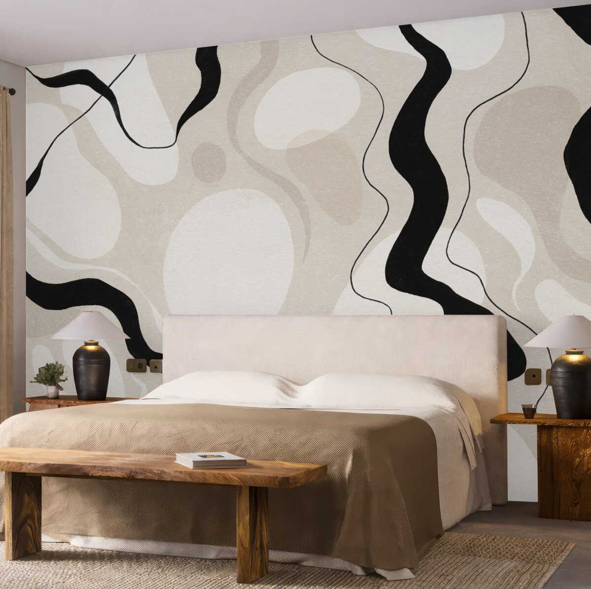 Fototapeta Abstrakcja, beżowa podstawa, subtelne tło, pasy, smugi.