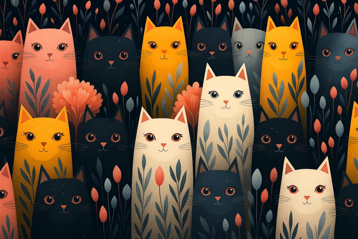 Fototapeta Koty, barwne koty.