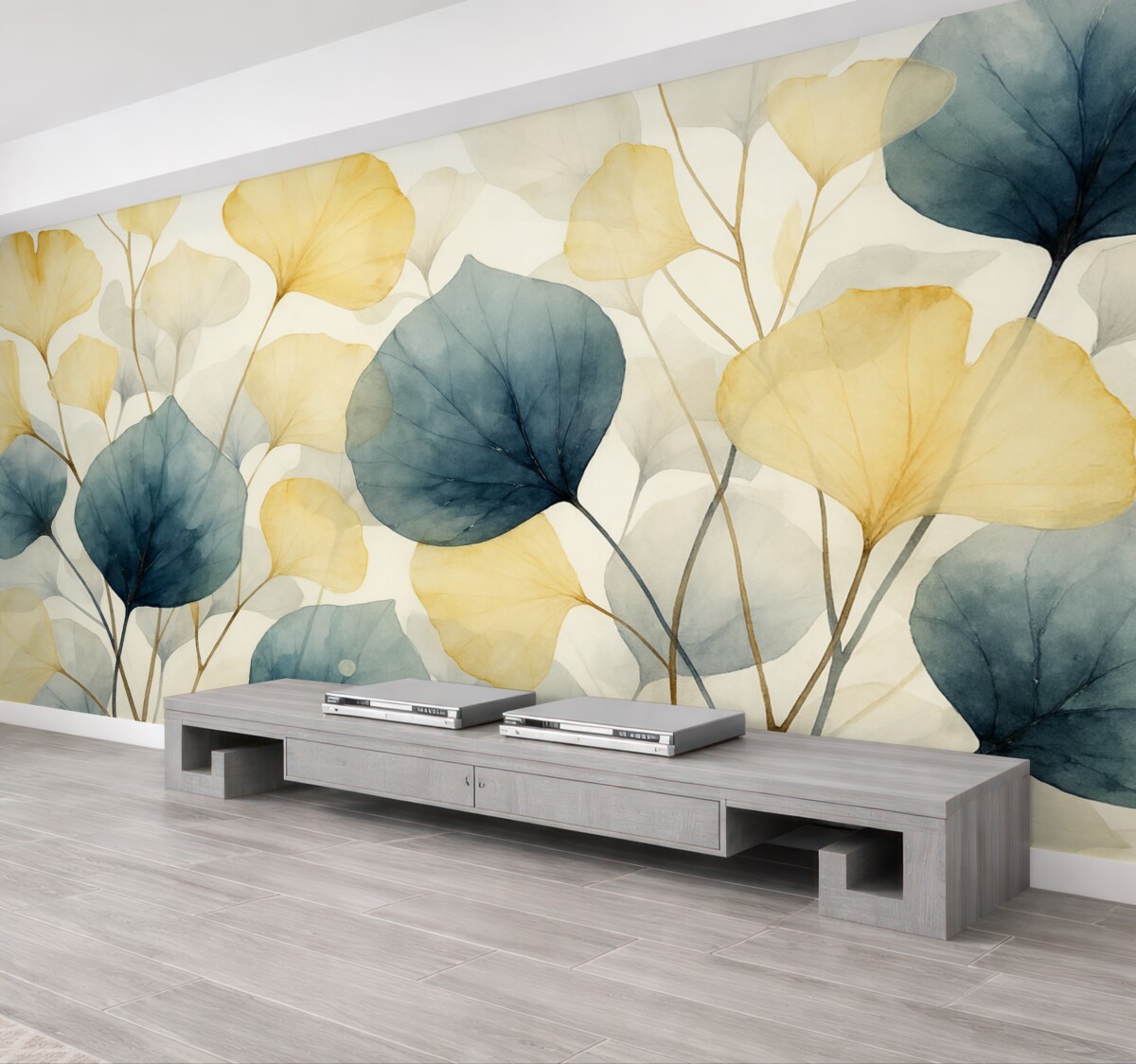 Fototapeta Liście, subtelne tło, technika akwarelowa.