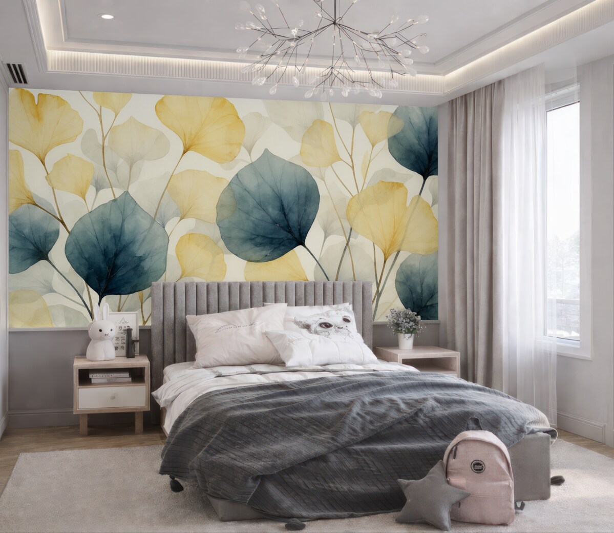 Fototapeta Liście, subtelne tło, technika akwarelowa.