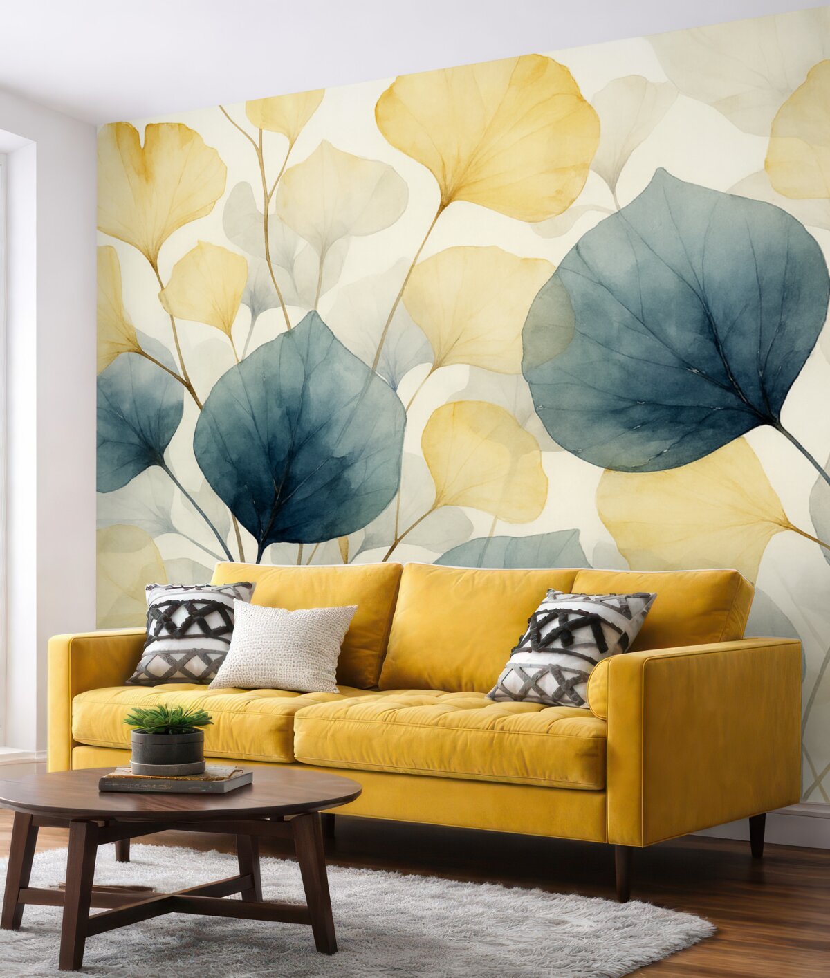 Fototapeta Liście, subtelne tło, technika akwarelowa.