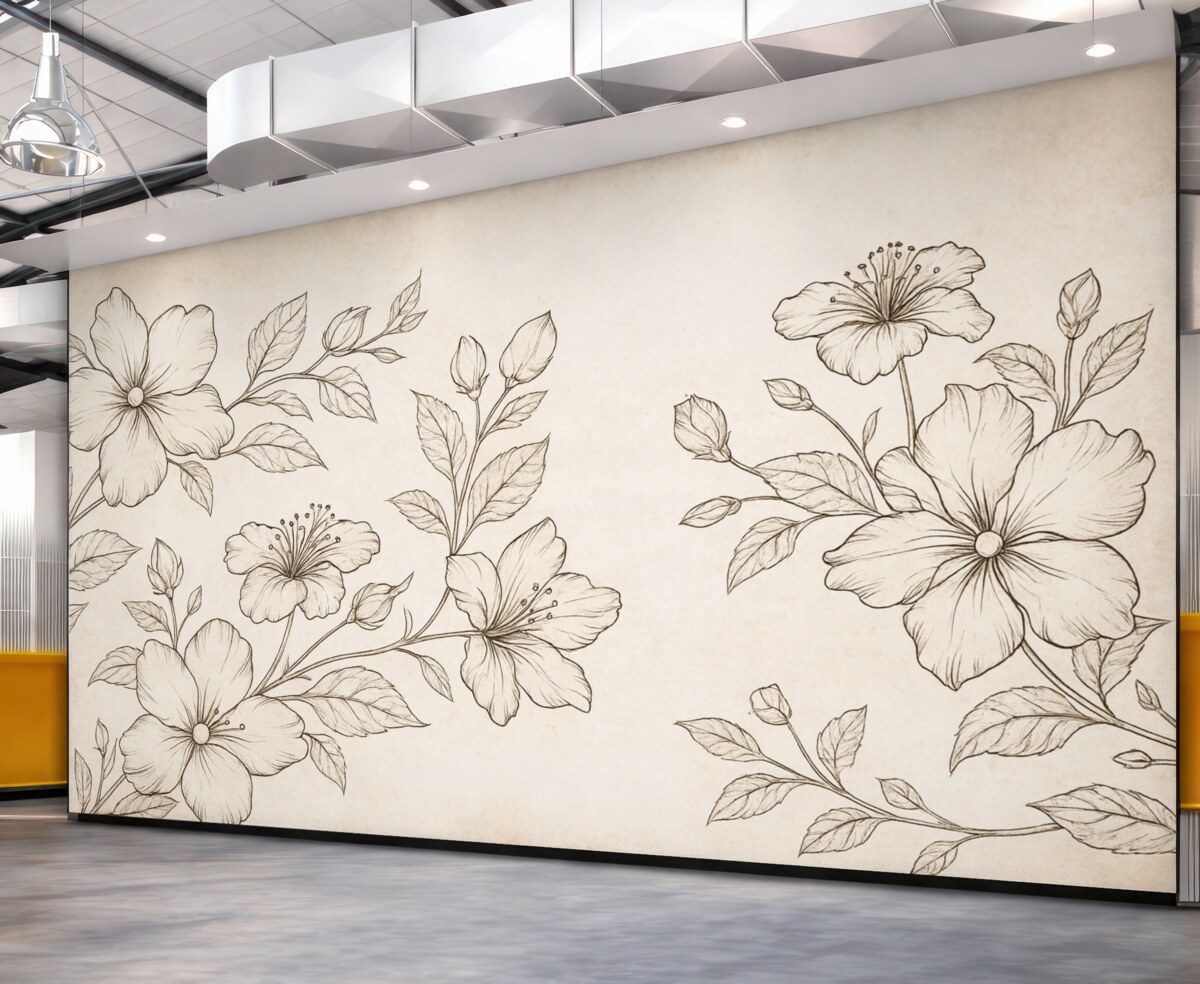 Fototapeta Kwiaty w linii, starożytne tło.