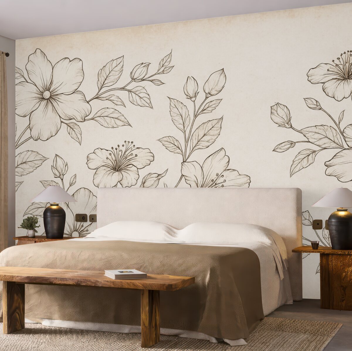 Fototapeta Kwiaty w linii, starożytne tło.