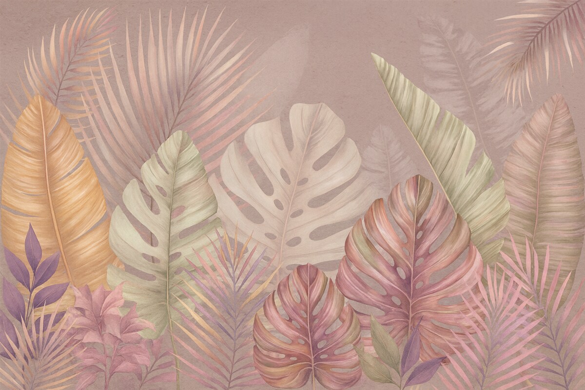 Fototapeta Tropikalne liście oraz pasujące barwy.