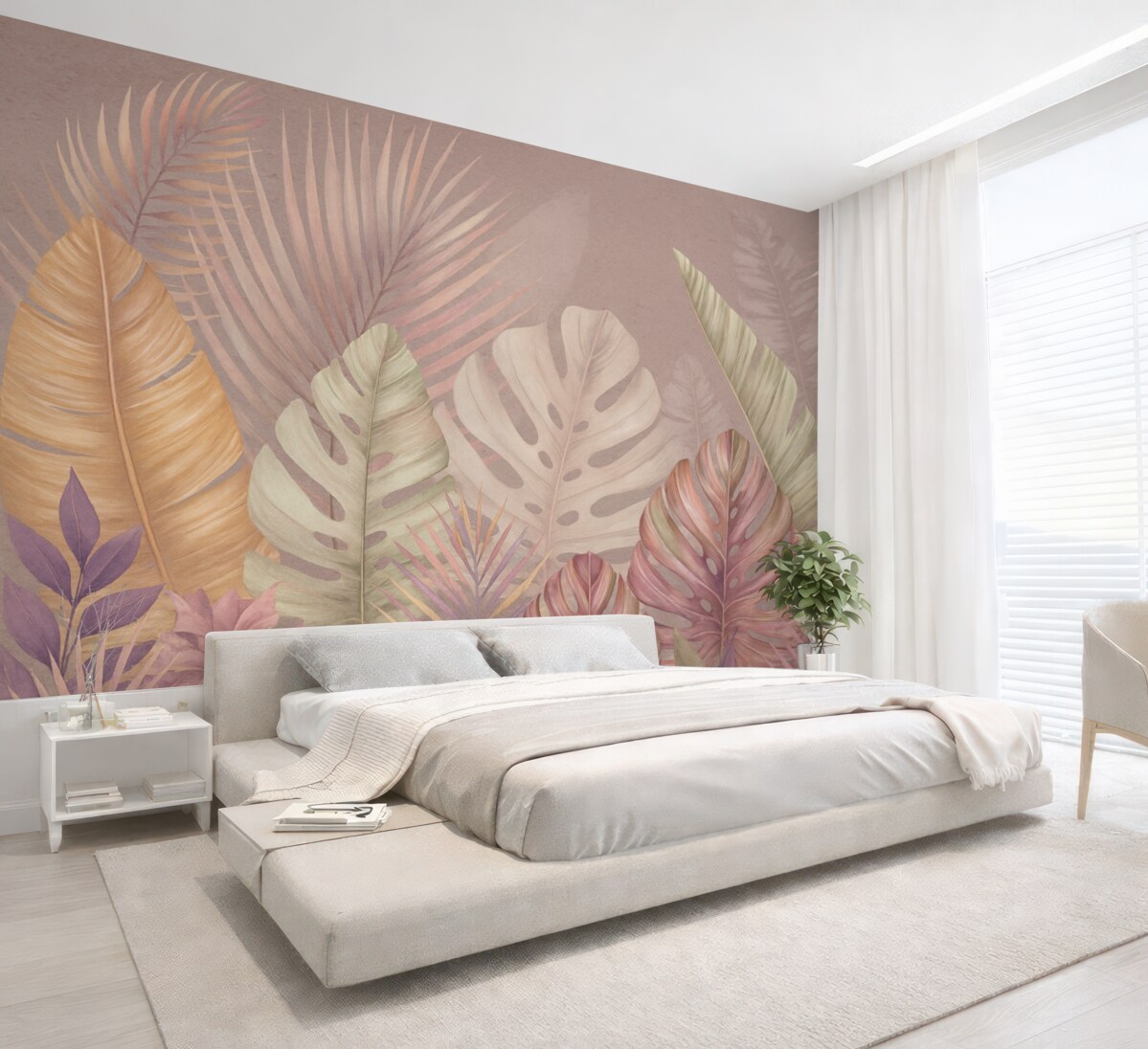 Fototapeta Tropikalne liście oraz pasujące barwy.