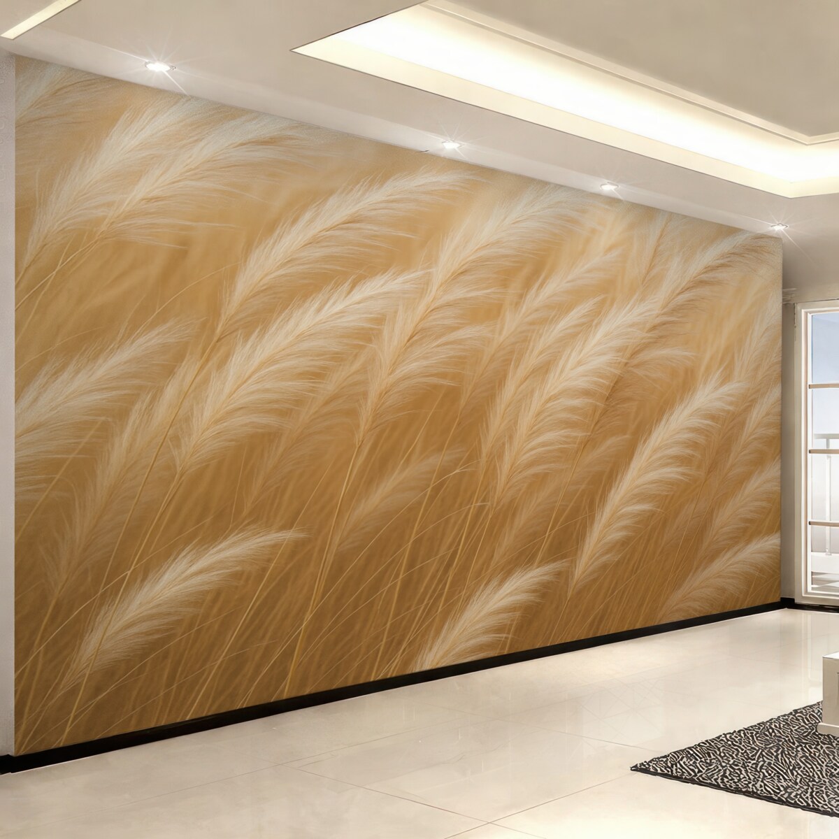 Fototapeta Kłoski trawy wiejskiej w kolorze żółtym.