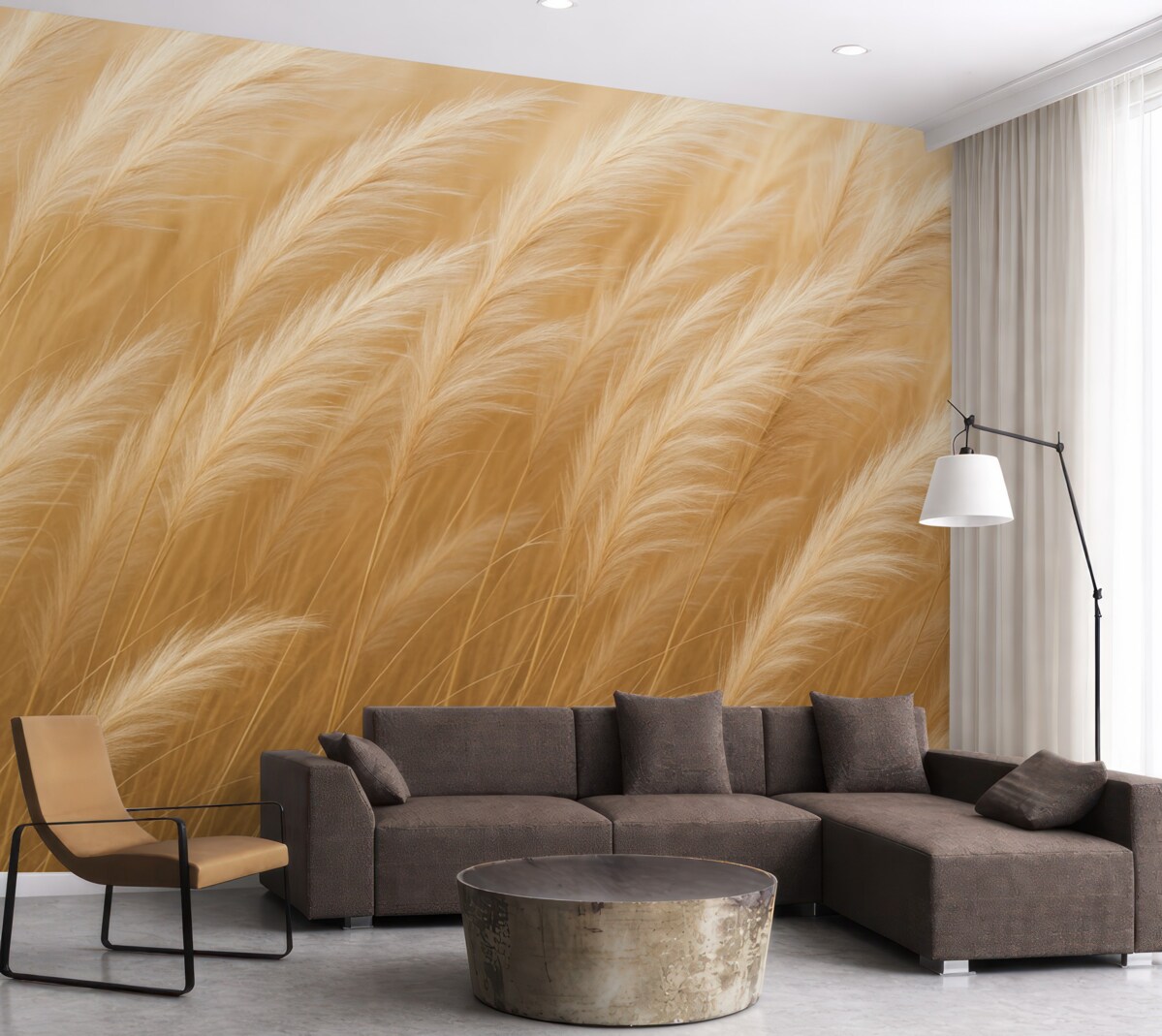 Fototapeta Kłoski trawy wiejskiej w kolorze żółtym.