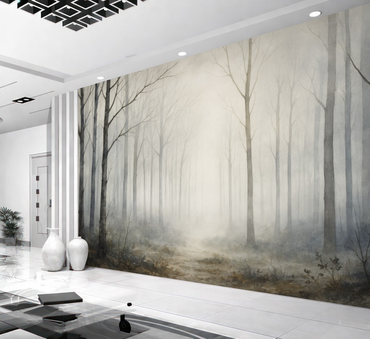 Fototapeta Drewno, subtelne barwy, łagodność, zamglenie.