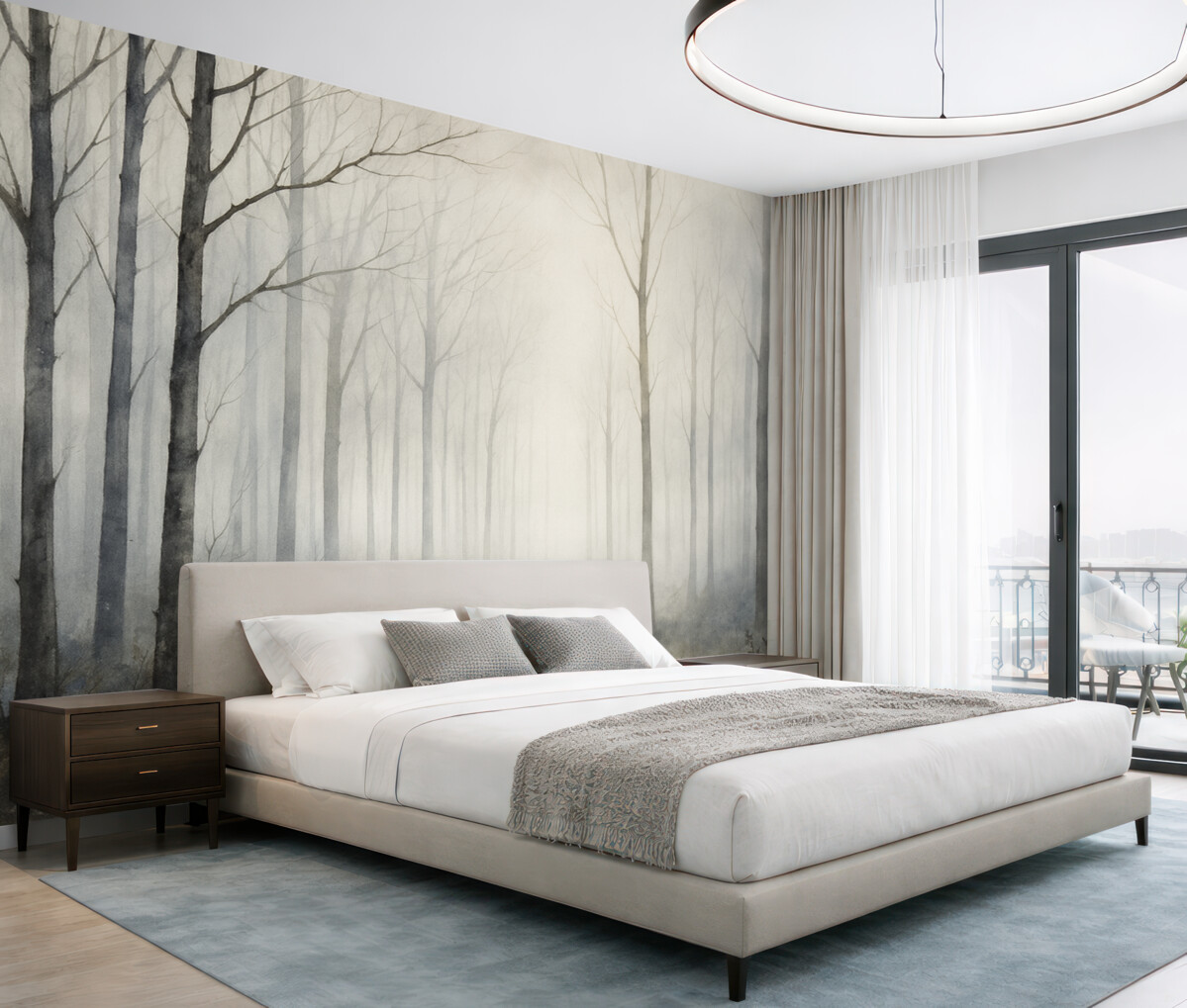 Fototapeta Drewno, subtelne barwy, łagodność, zamglenie.