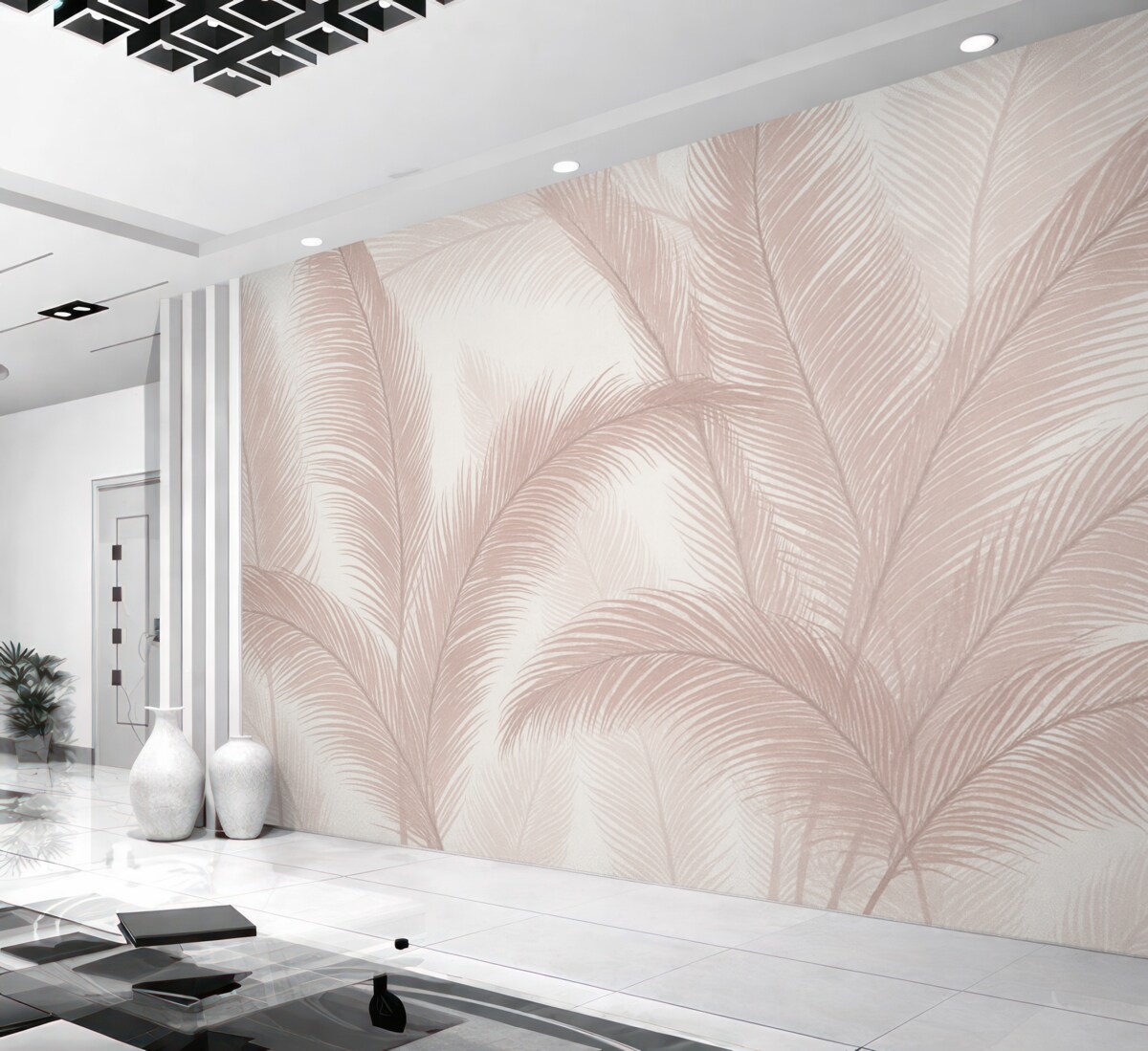 Fototapeta Palmowe liście w różowym kolorze.