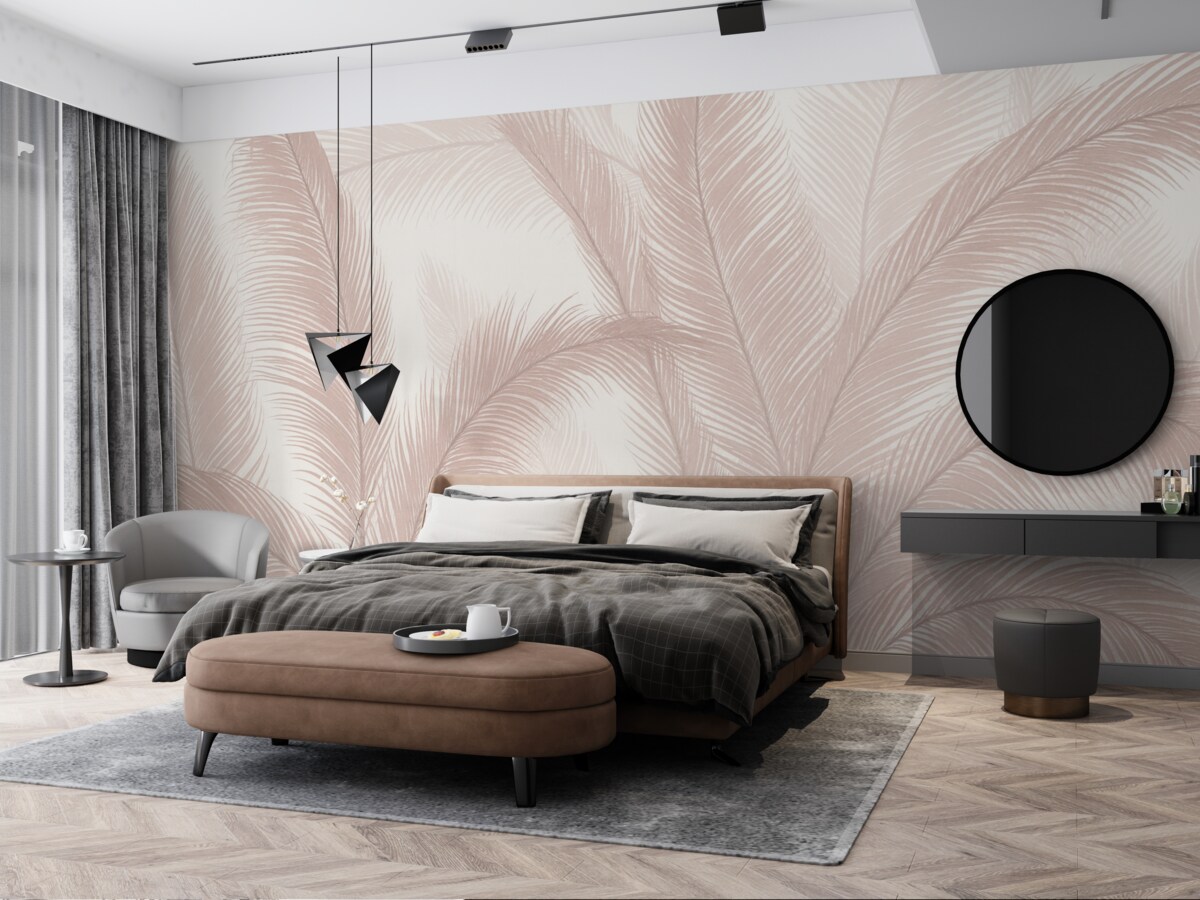 Fototapeta Palmowe liście w różowym kolorze.