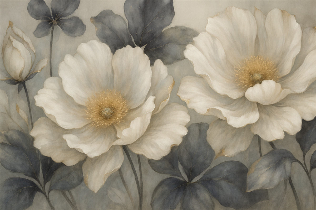 Fototapeta Wielkie kwiaty, delikatne barwy.