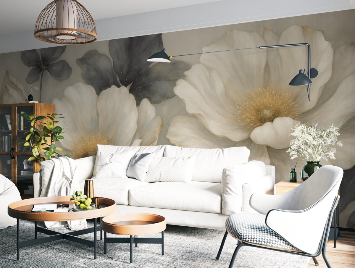 Fototapeta Wielkie kwiaty, delikatne barwy.