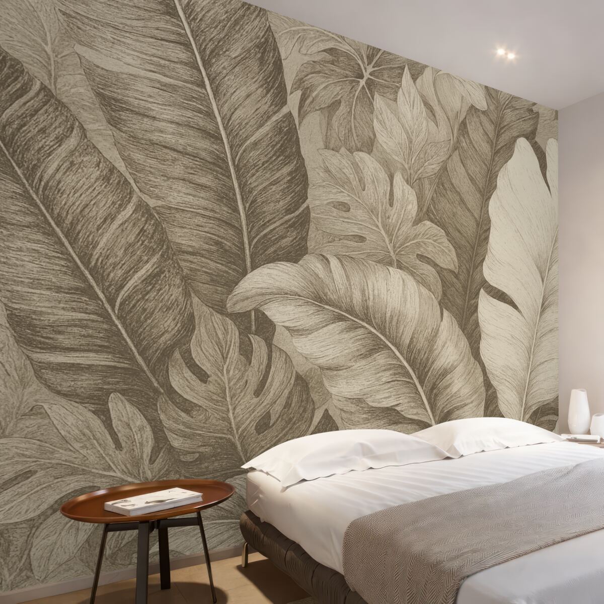 Fototapeta Wielkie liście palmowe w jasnych odcieniach.