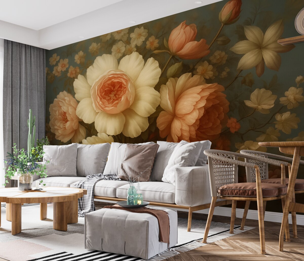 Fototapeta Klasyczny bukiet kwiatów na ciemnym tle.