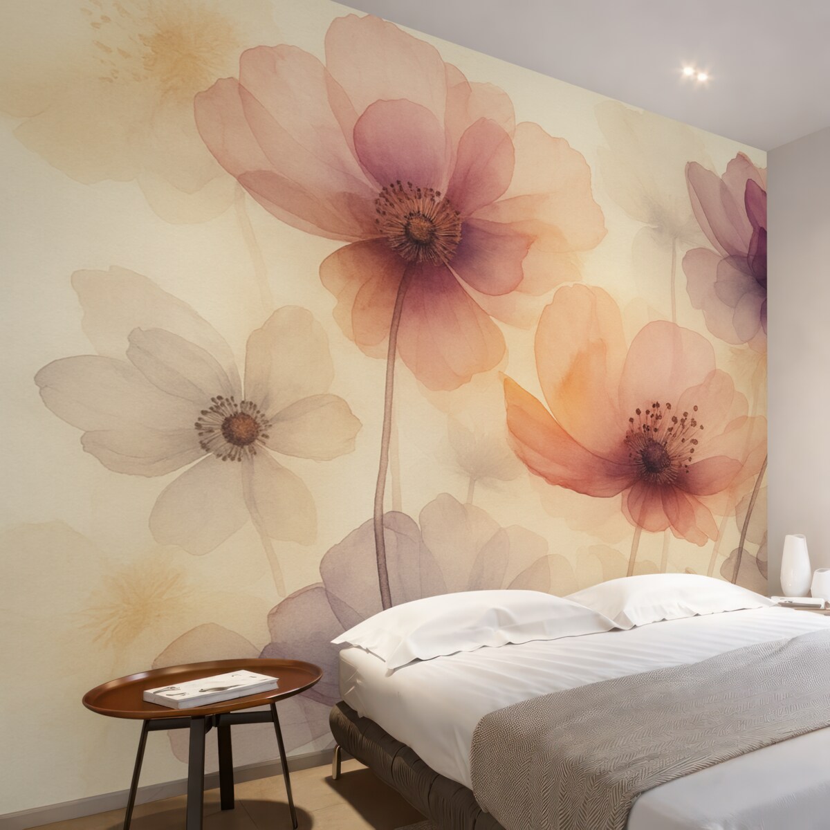 Fototapeta Półprzezroczyste kwiaty wilgotna akwarela.