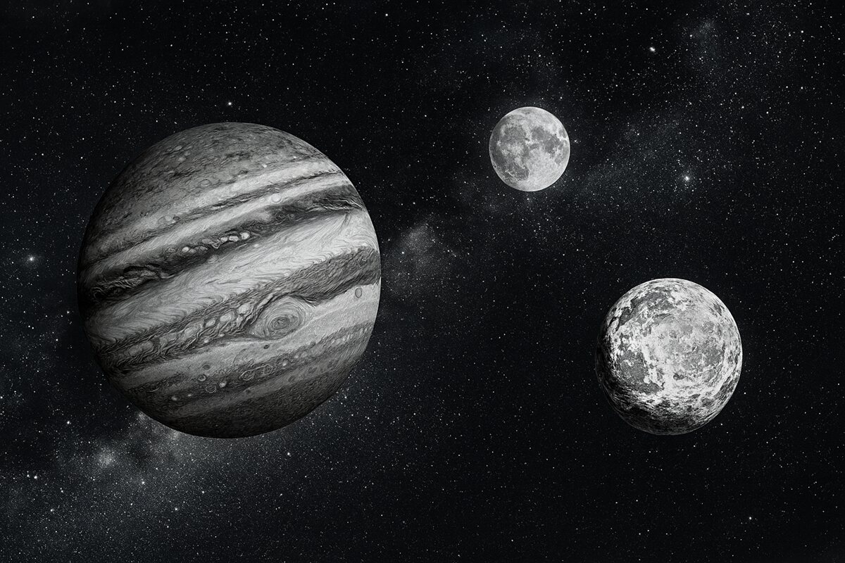 Fototapeta Kosmiczna otchłań z gwiazdami i roślinnością.