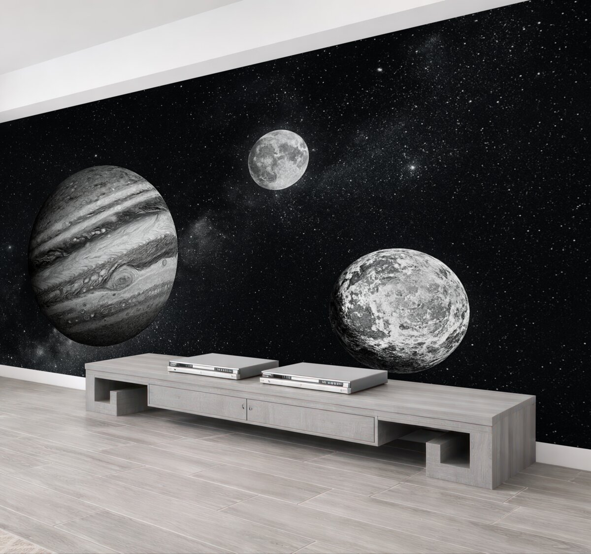 Fototapeta Kosmiczna otchłań z gwiazdami i roślinnością.