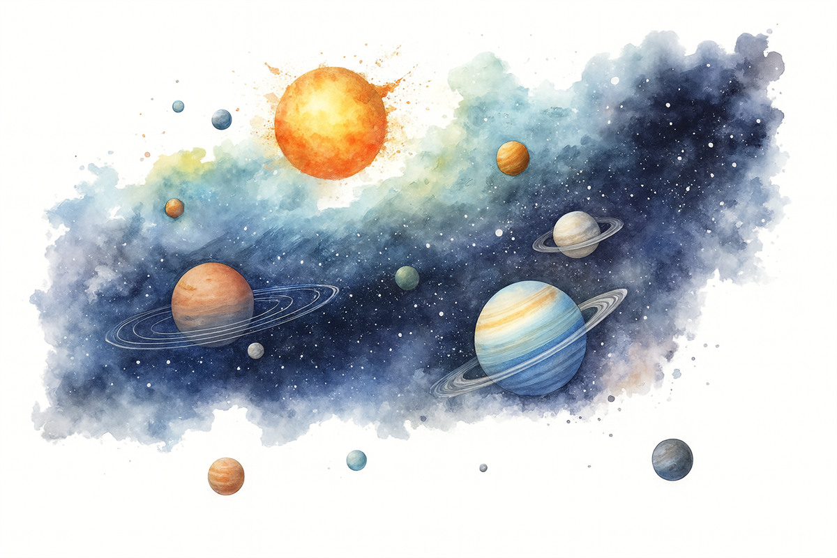 Fototapeta Akwaforta wszechświata, ciała niebieskie, słońce, konstelacje.