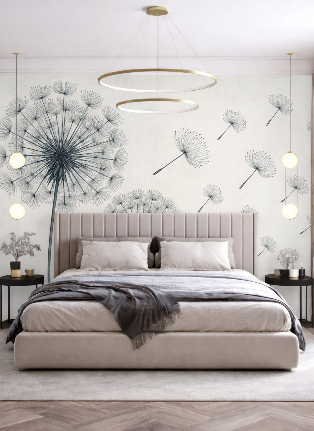 Fototapeta Niebieski mlecz na jasnobeżowym tle o teksturze.