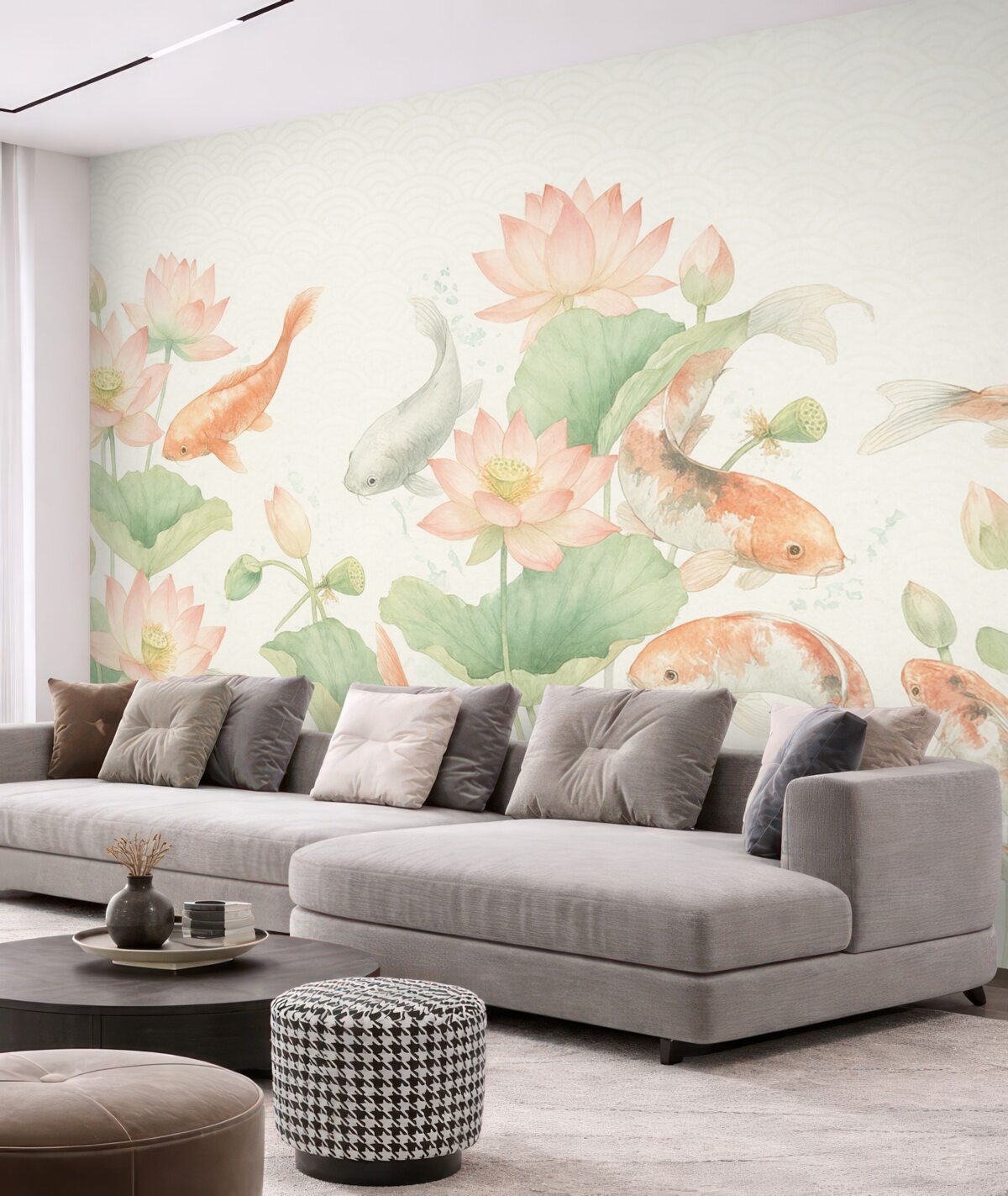 Fototapeta Rybki koi oraz japońskie fale.