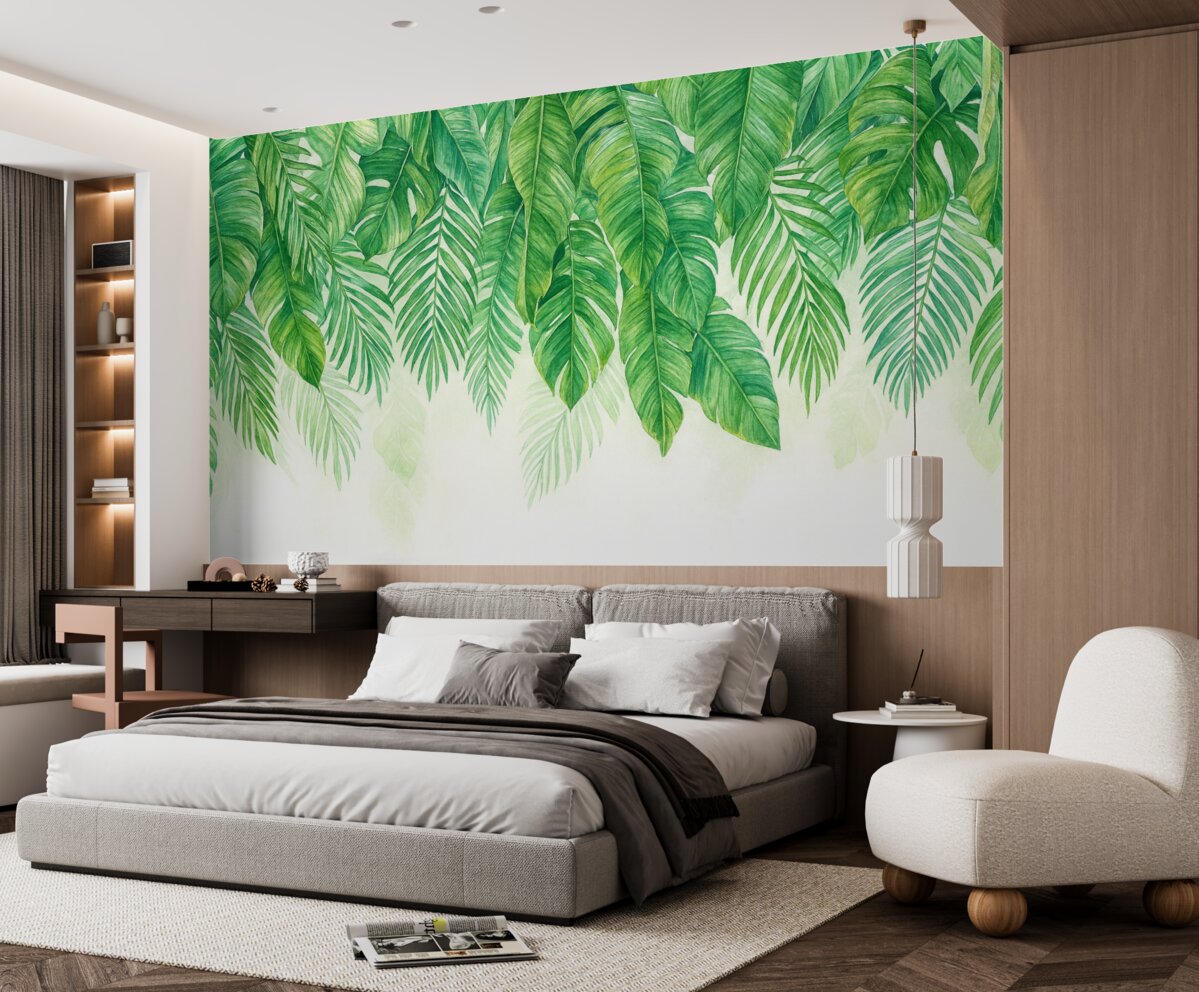 Fototapeta Zielone liście tropikalne.