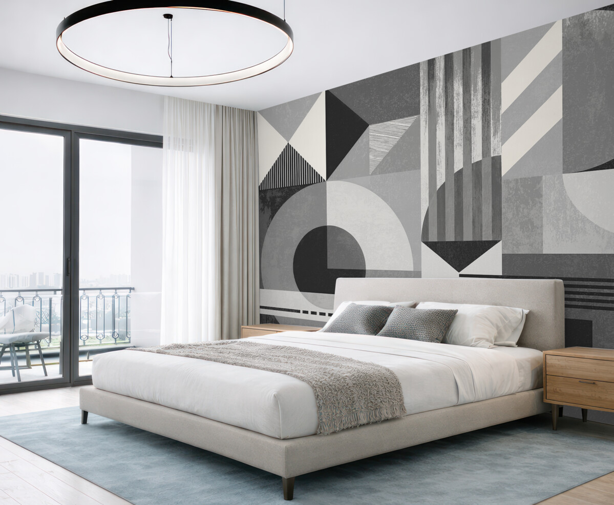 Fototapeta Nowoczesny geometryczny styl w kolorach czarno-białych i białych.