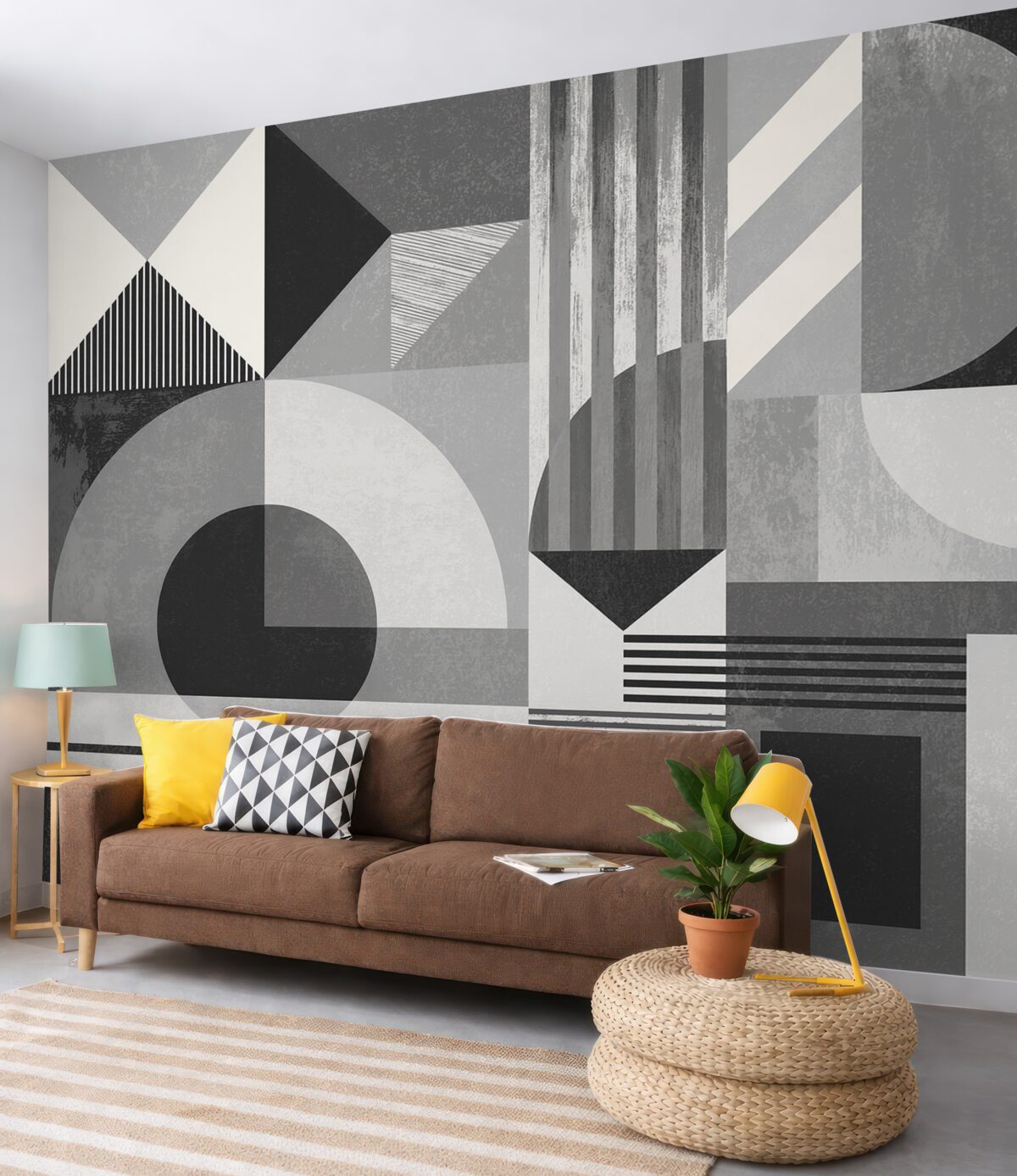 Fototapeta Nowoczesny geometryczny styl w kolorach czarno-białych i białych.