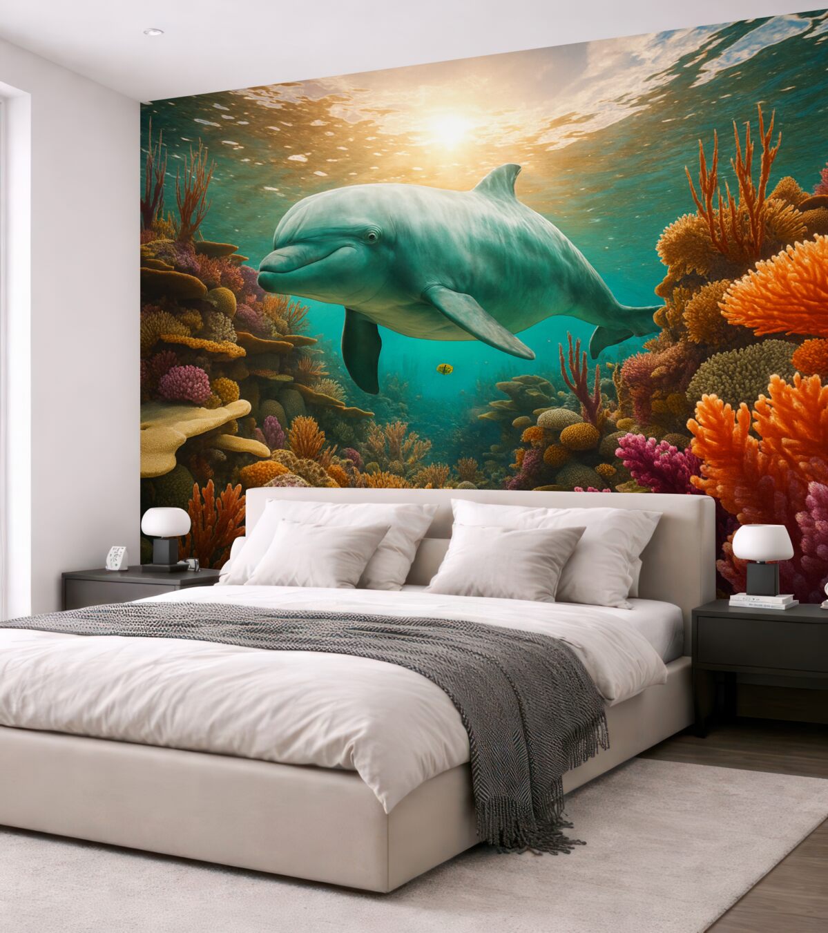 Fototapeta Wielki delfin w morskim środowisku raf koralowych.