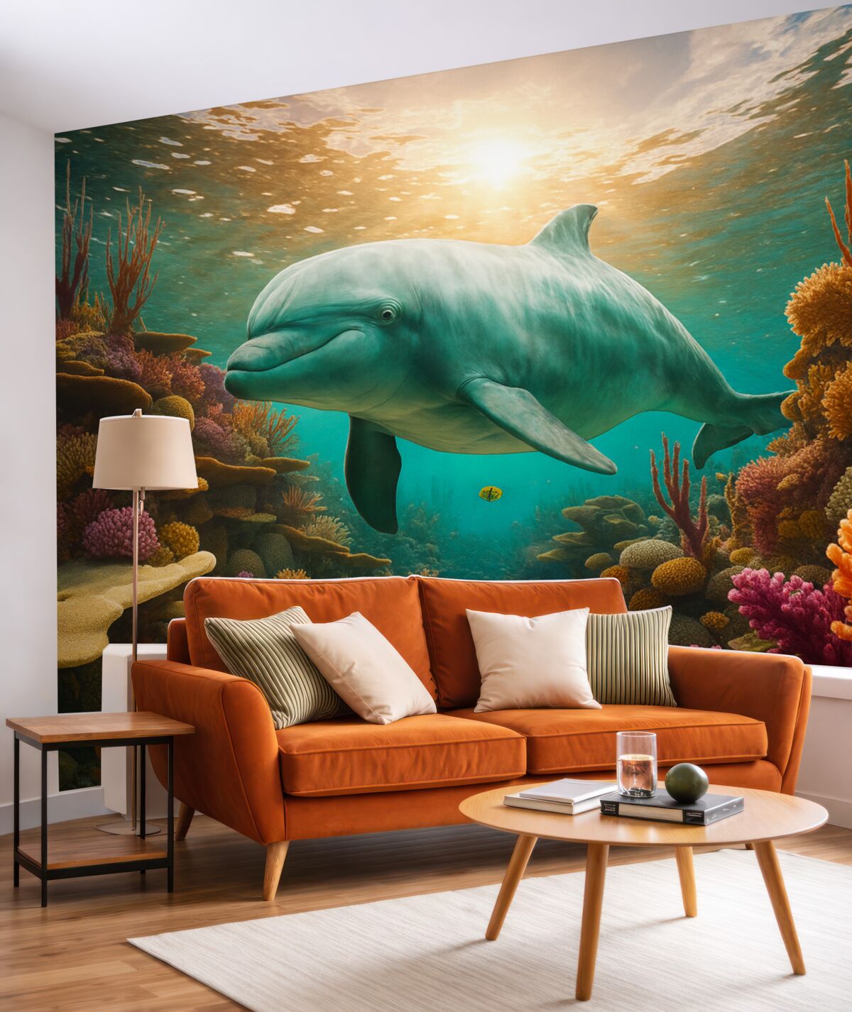 Fototapeta Wielki delfin w morskim środowisku raf koralowych.