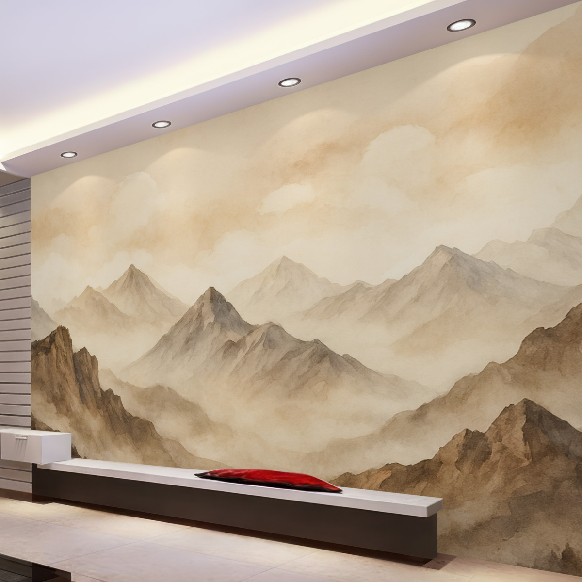 Fototapeta Ciszy szczyty w subtelnych barwach akwareli.