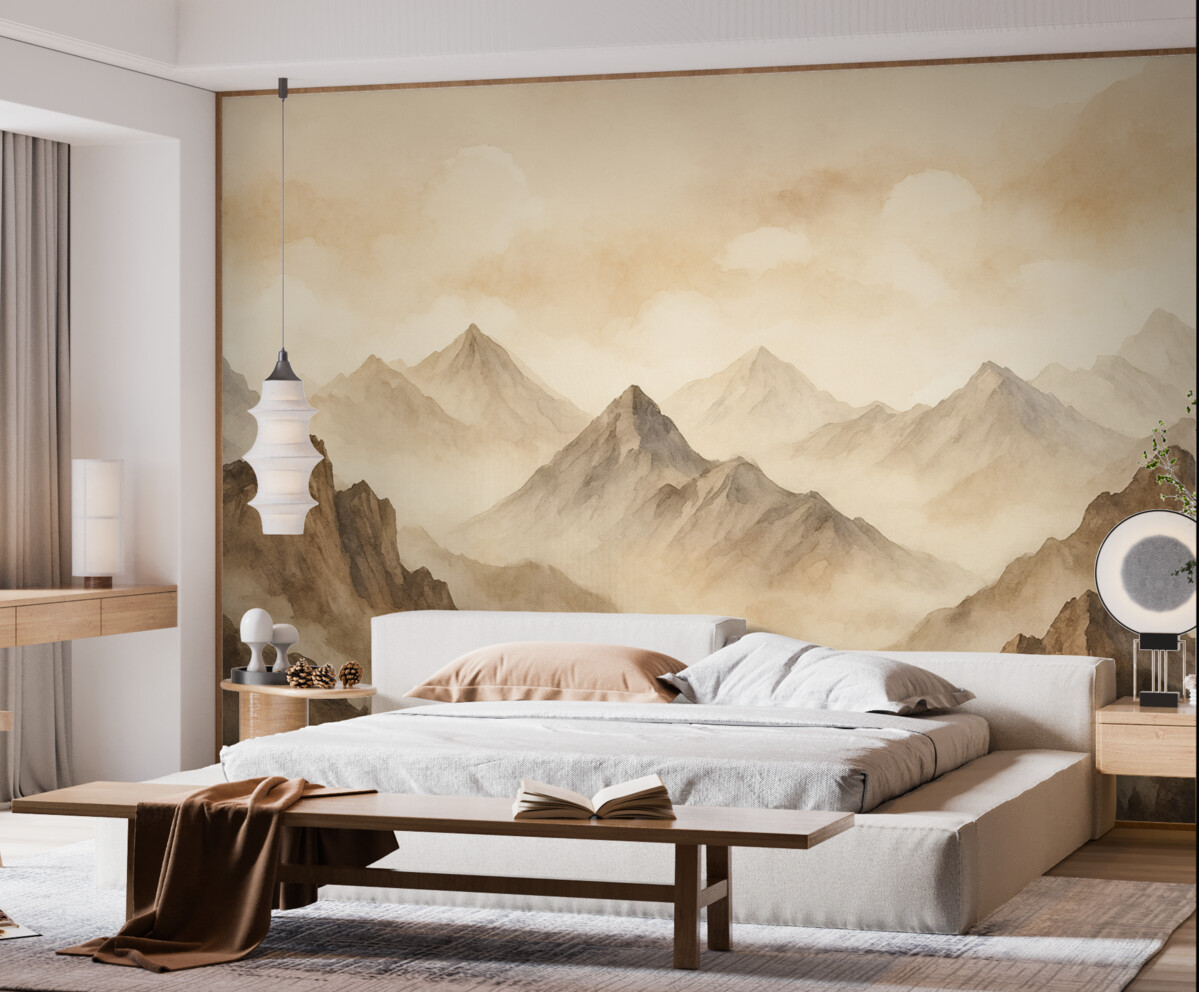 Fototapeta Ciszy szczyty w subtelnych barwach akwareli.