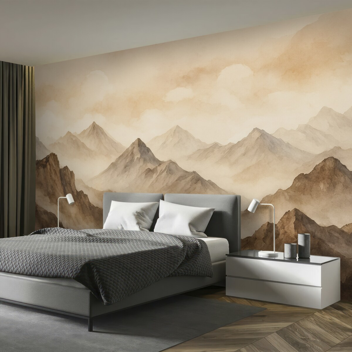 Fototapeta Ciszy szczyty w subtelnych barwach akwareli.