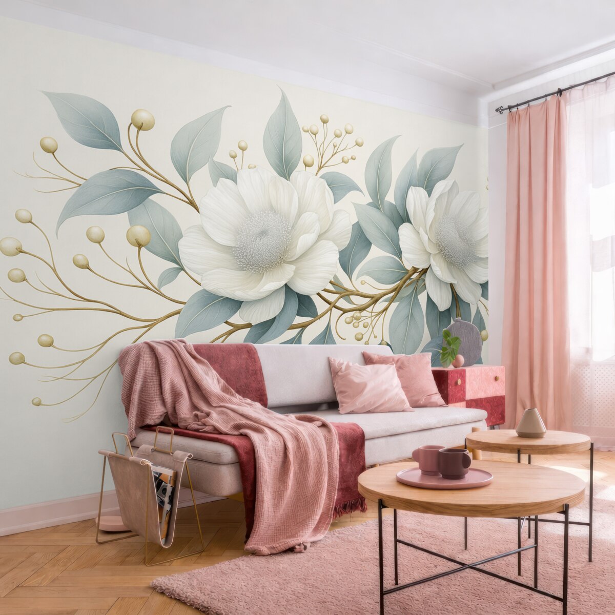 Fototapeta Śliczne akrylowe rośliny z liśćmi i owocami, realizm.