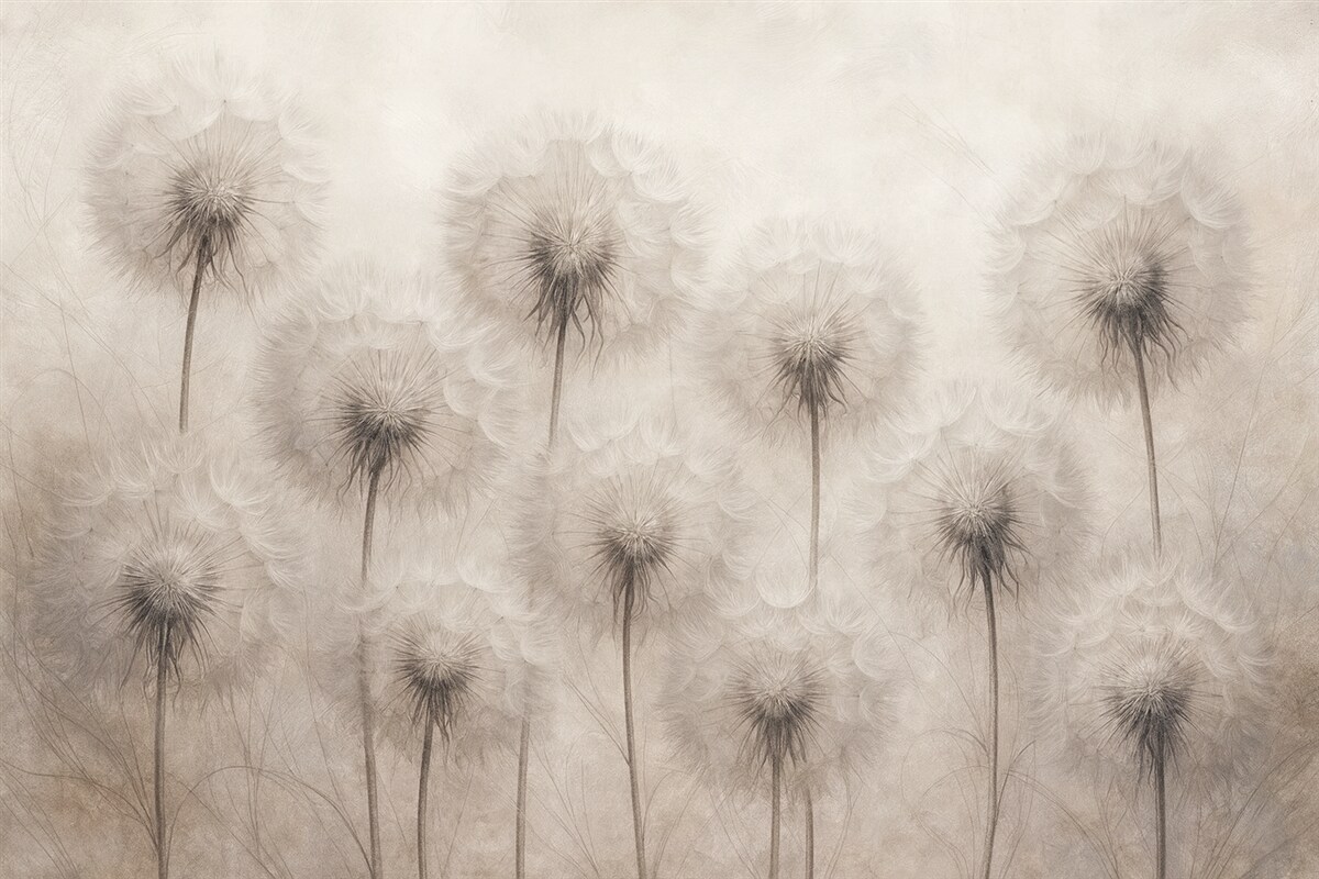 Fototapeta Mlecze na jasnym beżowym tle.