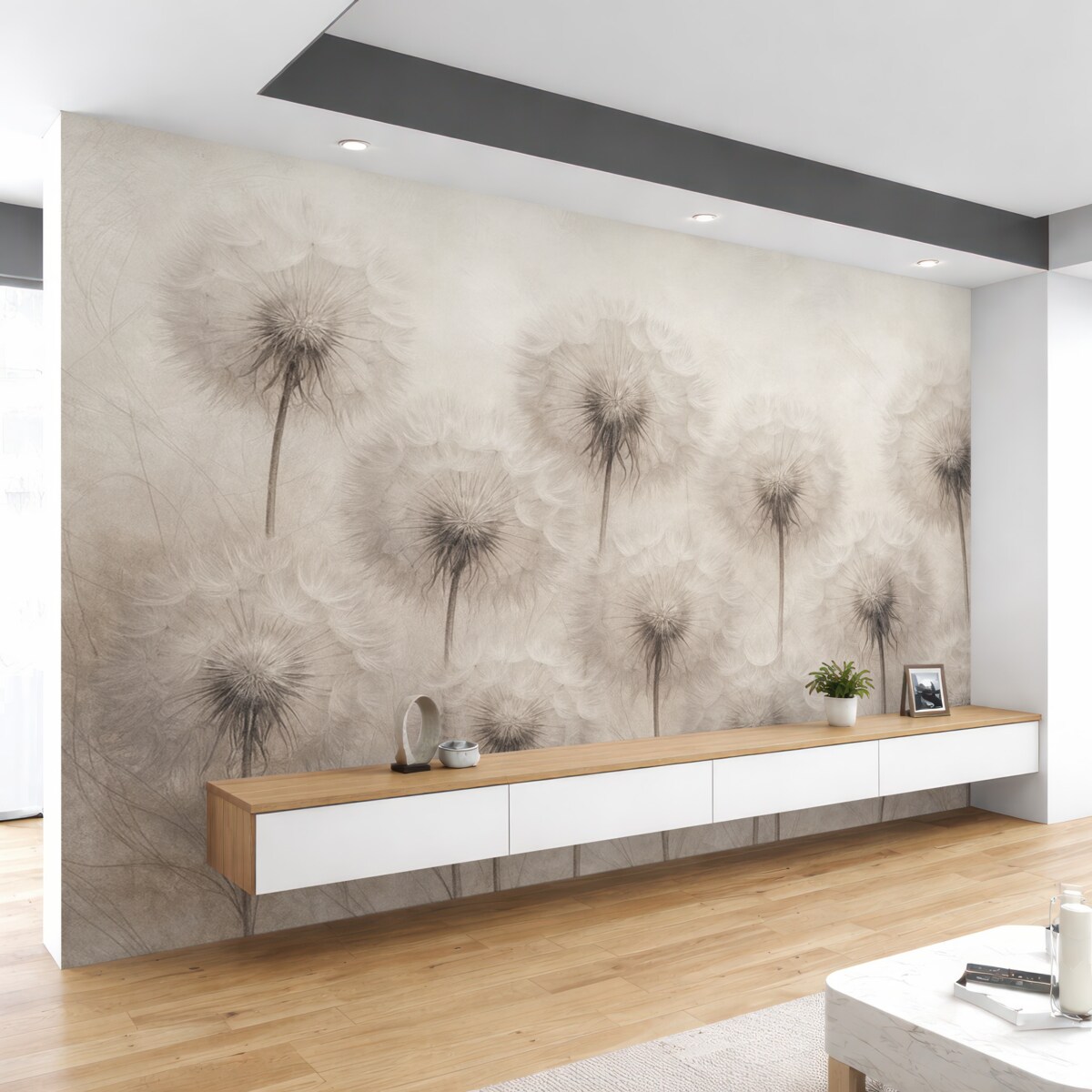 Fototapeta Mlecze na jasnym beżowym tle.