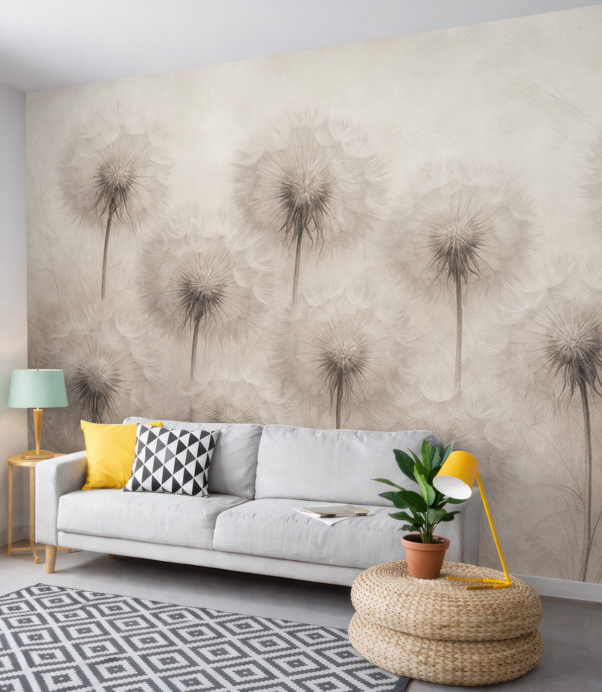 Fototapeta Mlecze na jasnym beżowym tle.