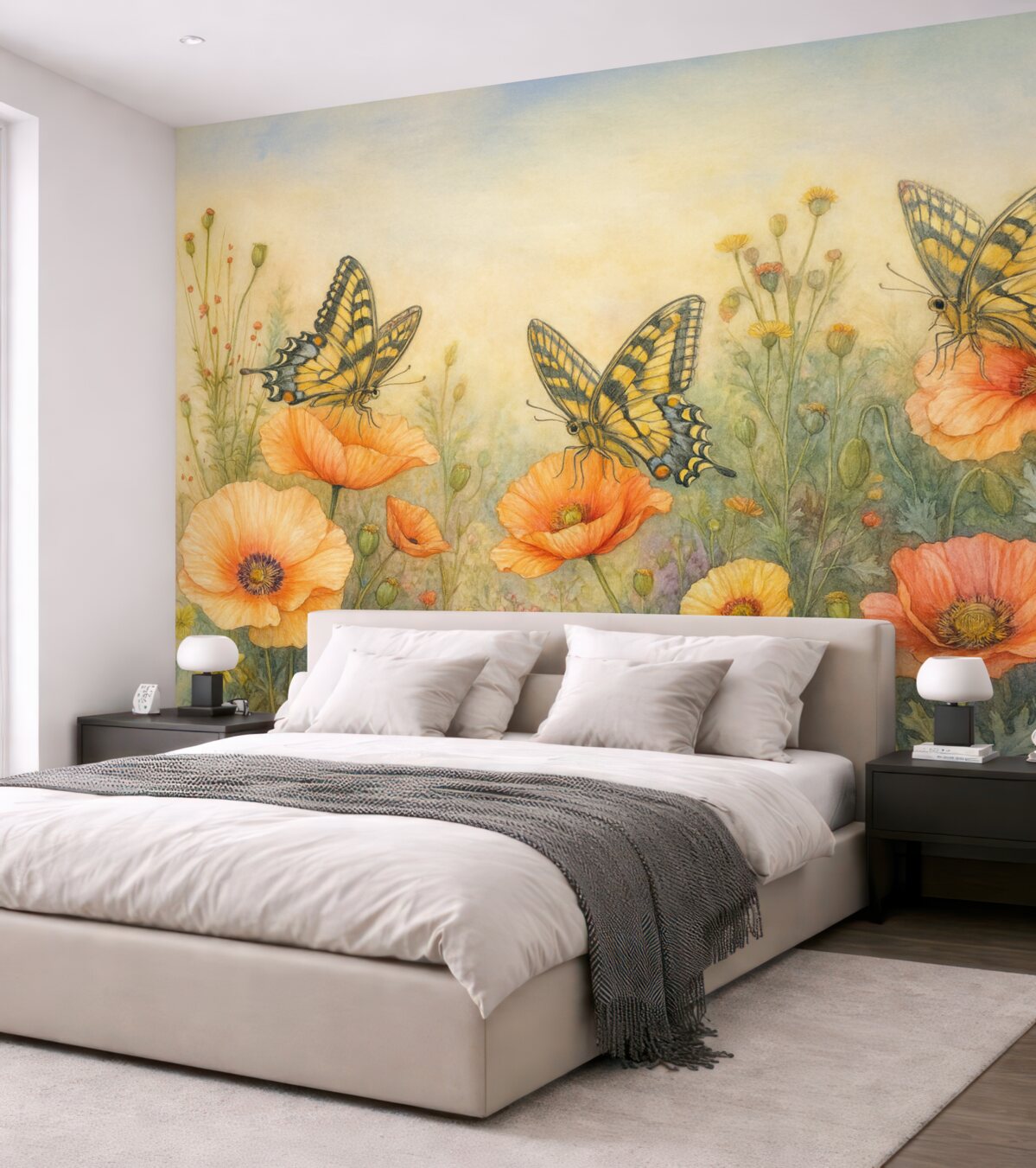 Fototapeta Wielkie motyle w naturalnych kwiatach.