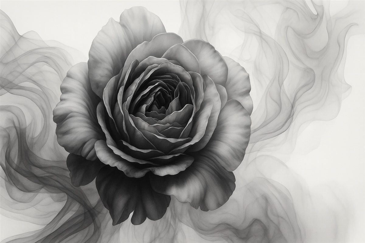 Fototapeta Róża w kolorach czarno-białych.