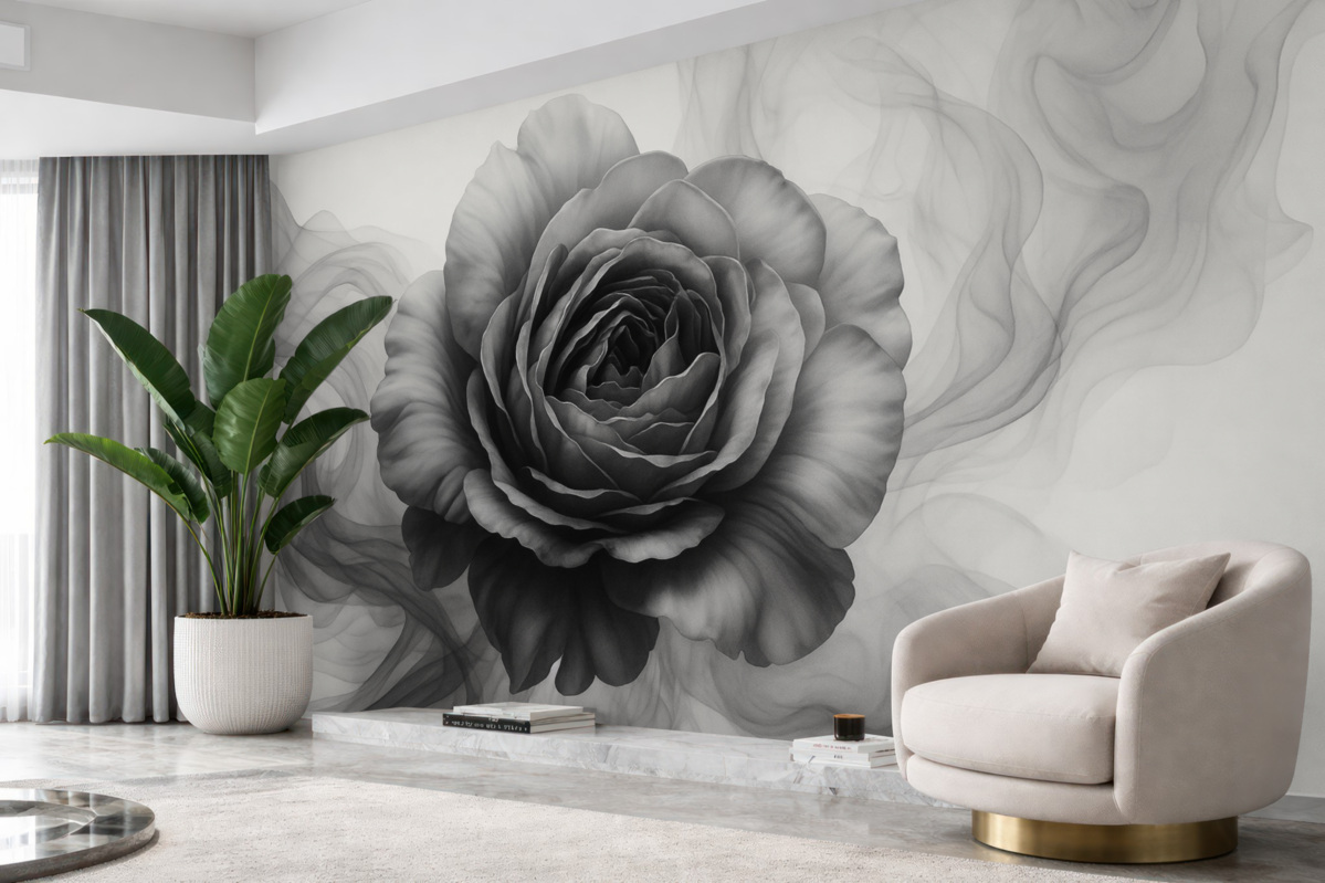 Fototapeta Róża w kolorach czarno-białych.