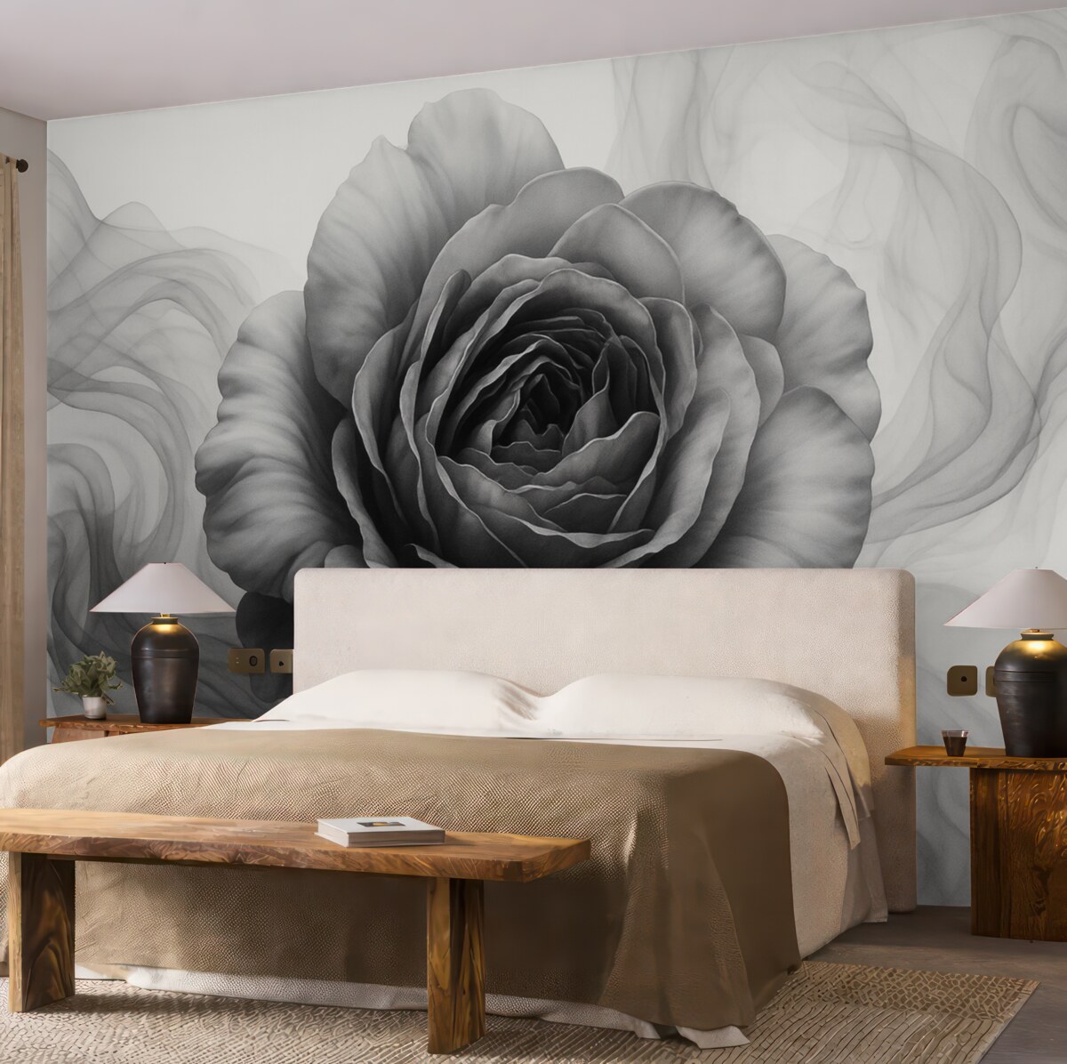 Fototapeta Róża w kolorach czarno-białych.