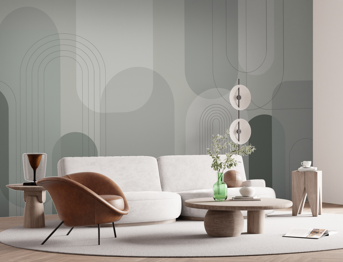 Fototapeta Minimalistyczna geometria w stylu boho w tonacjach zieleni.