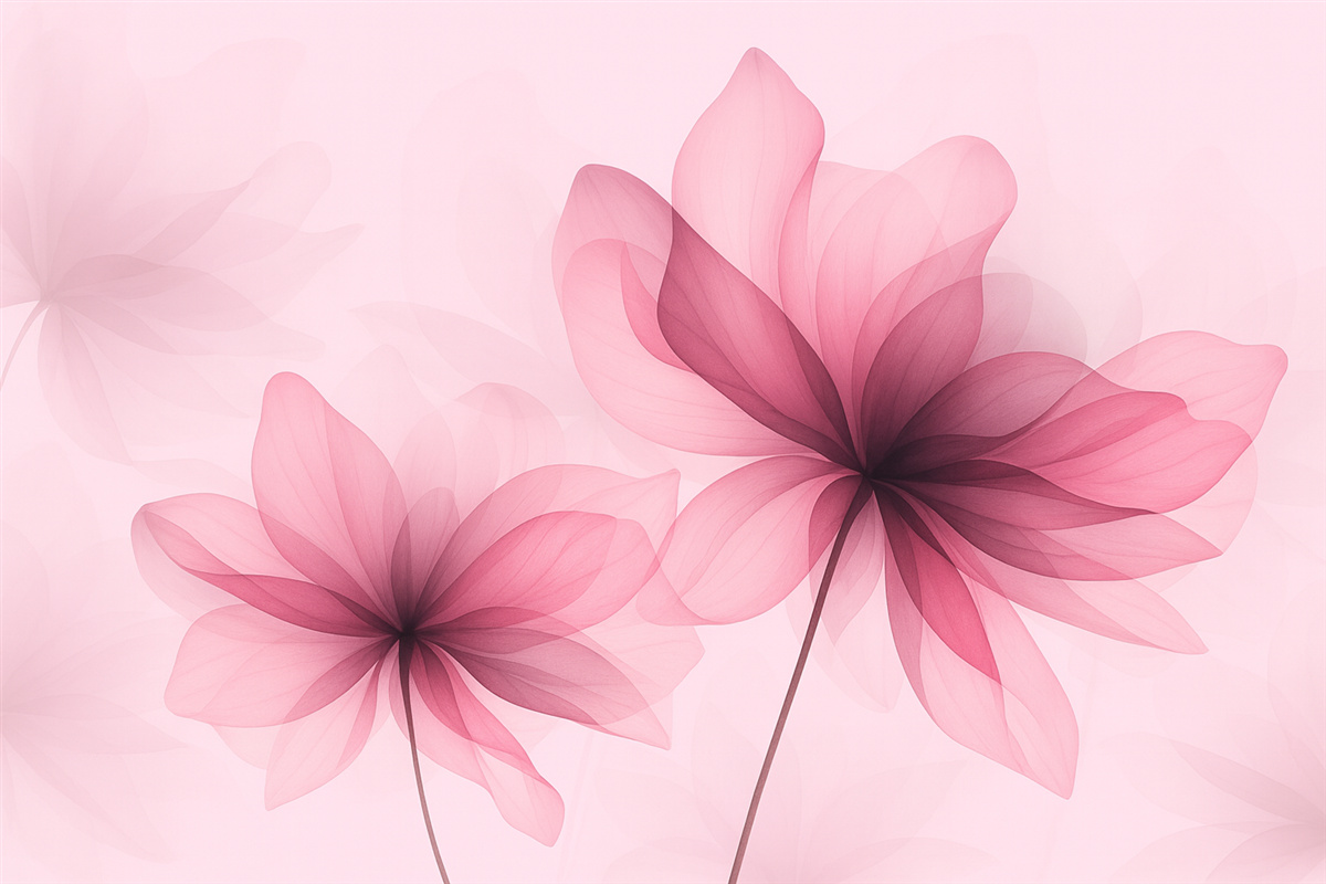 Fototapeta Wielkie, różowe, przezroczyste kwiaty.