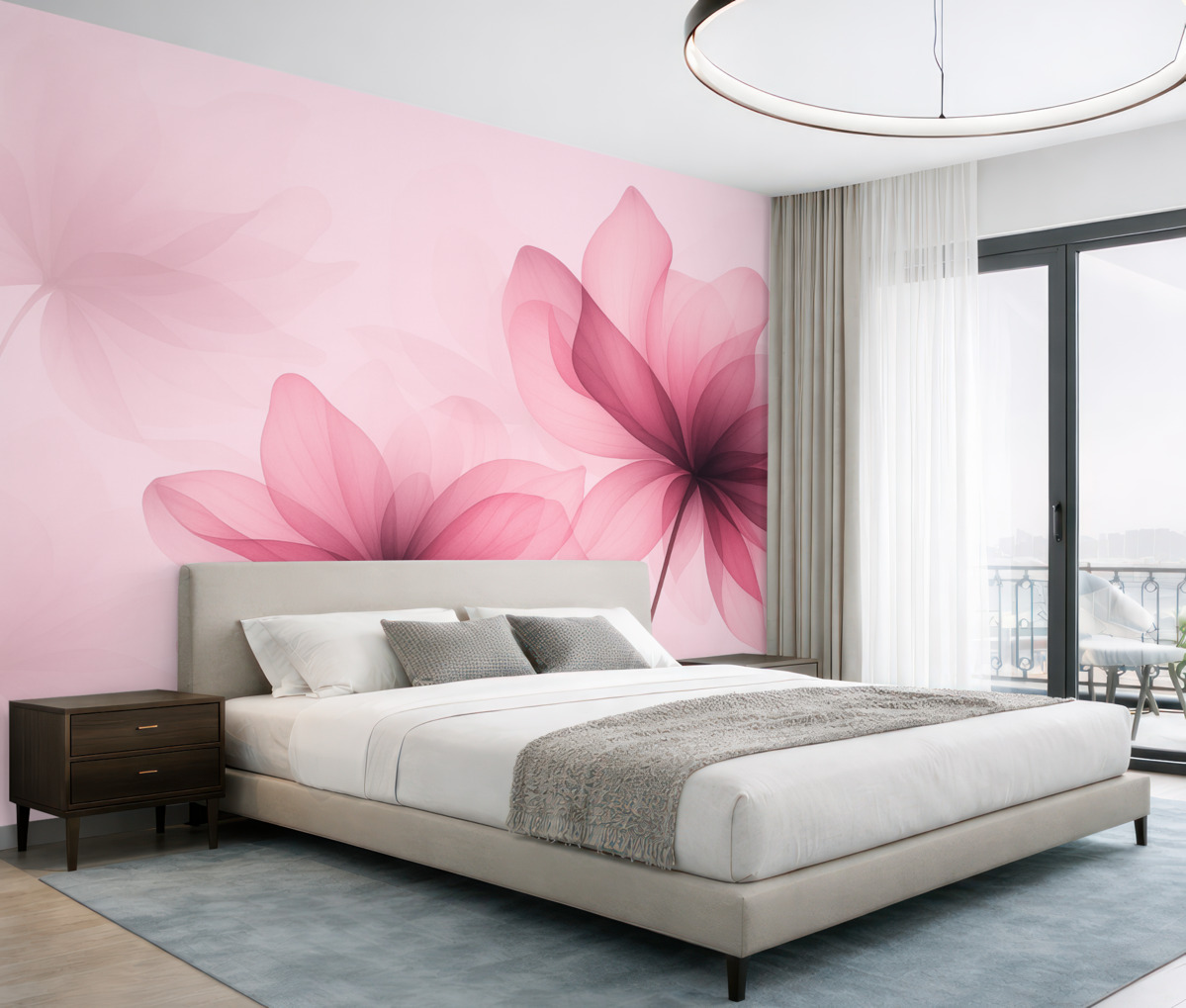 Fototapeta Wielkie, różowe, przezroczyste kwiaty.