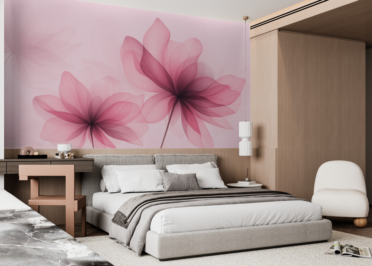 Fototapeta Wielkie, różowe, przezroczyste kwiaty.