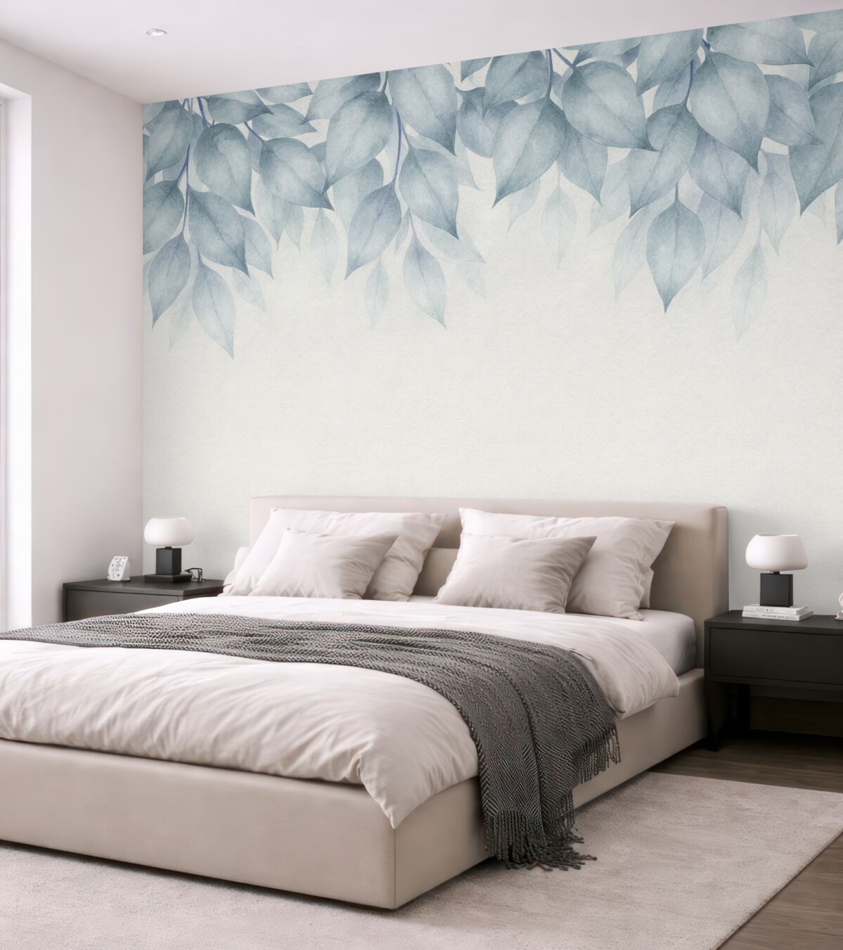 Fototapeta Ogromne niebieskie liście z wierzchu.