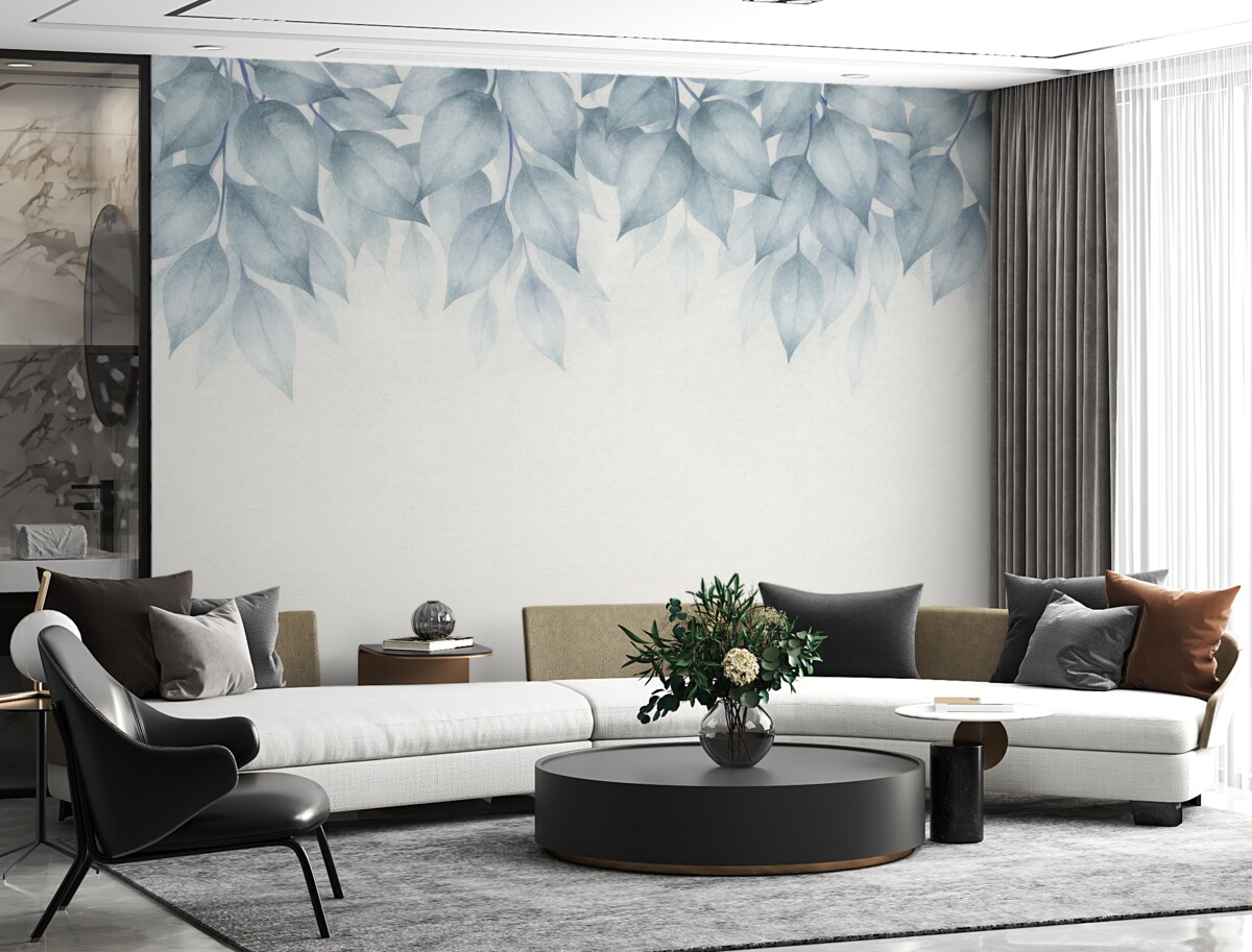 Fototapeta Ogromne niebieskie liście z wierzchu.